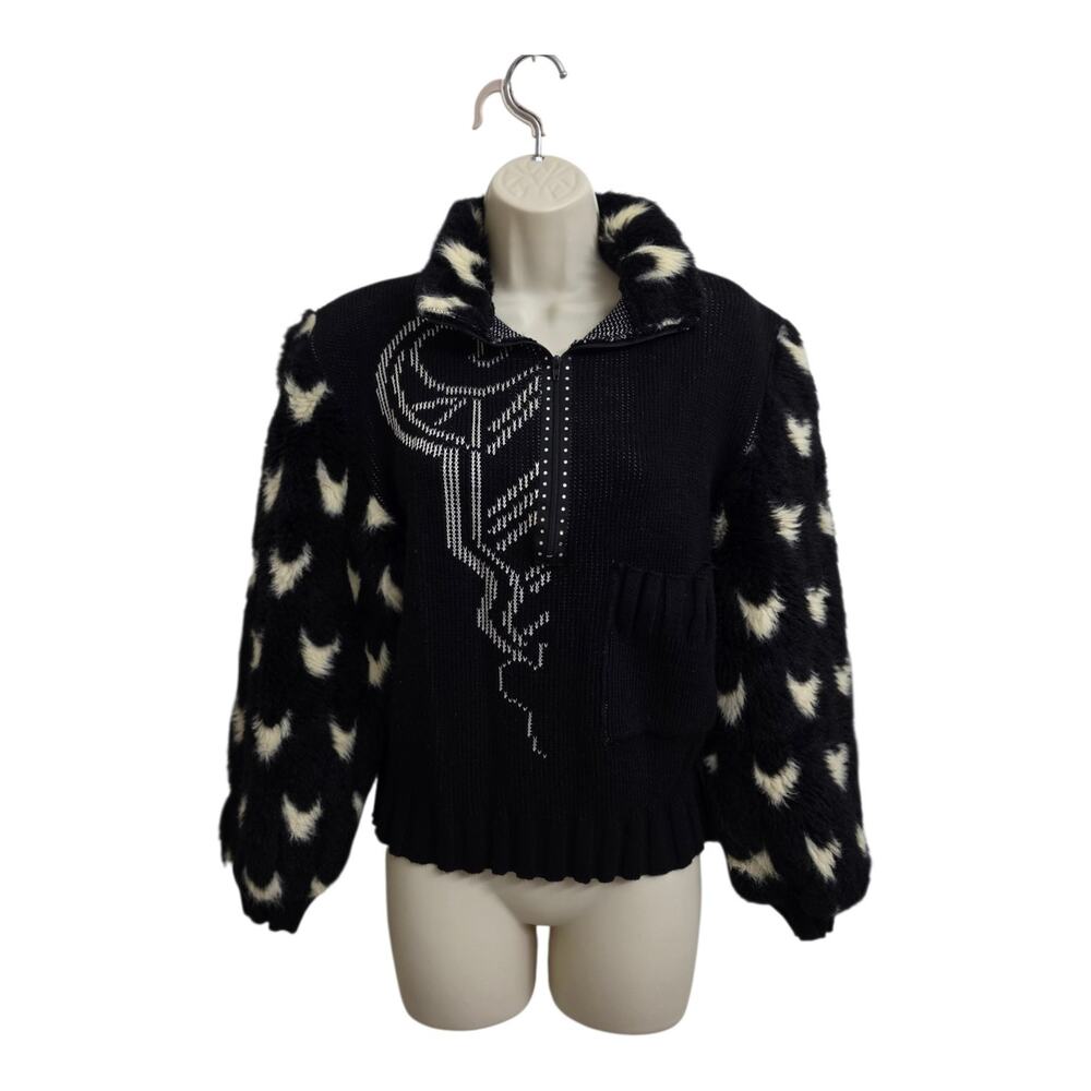 Vintage Chaumière aux Tricots Paris Sz S Sweater Wool Blend Graphic Avant-garde